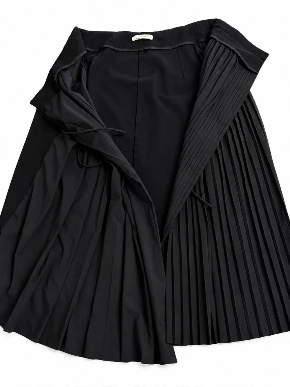 MEIMEIJ Asymmetrical Pleated Midi Skirt US 8 Black Made in Italy IT 44